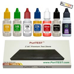 PuriTEST Gold Silver Jewelry Acid Testing Tester Kit JSP 10K 14K 18K 24K Test Neutralizer w/ Large