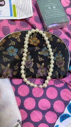 White gold large pearl bridal choker necklace