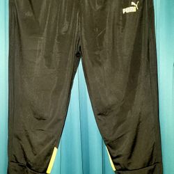 Xl Black W/ Yellow Puma Sweat Pants
