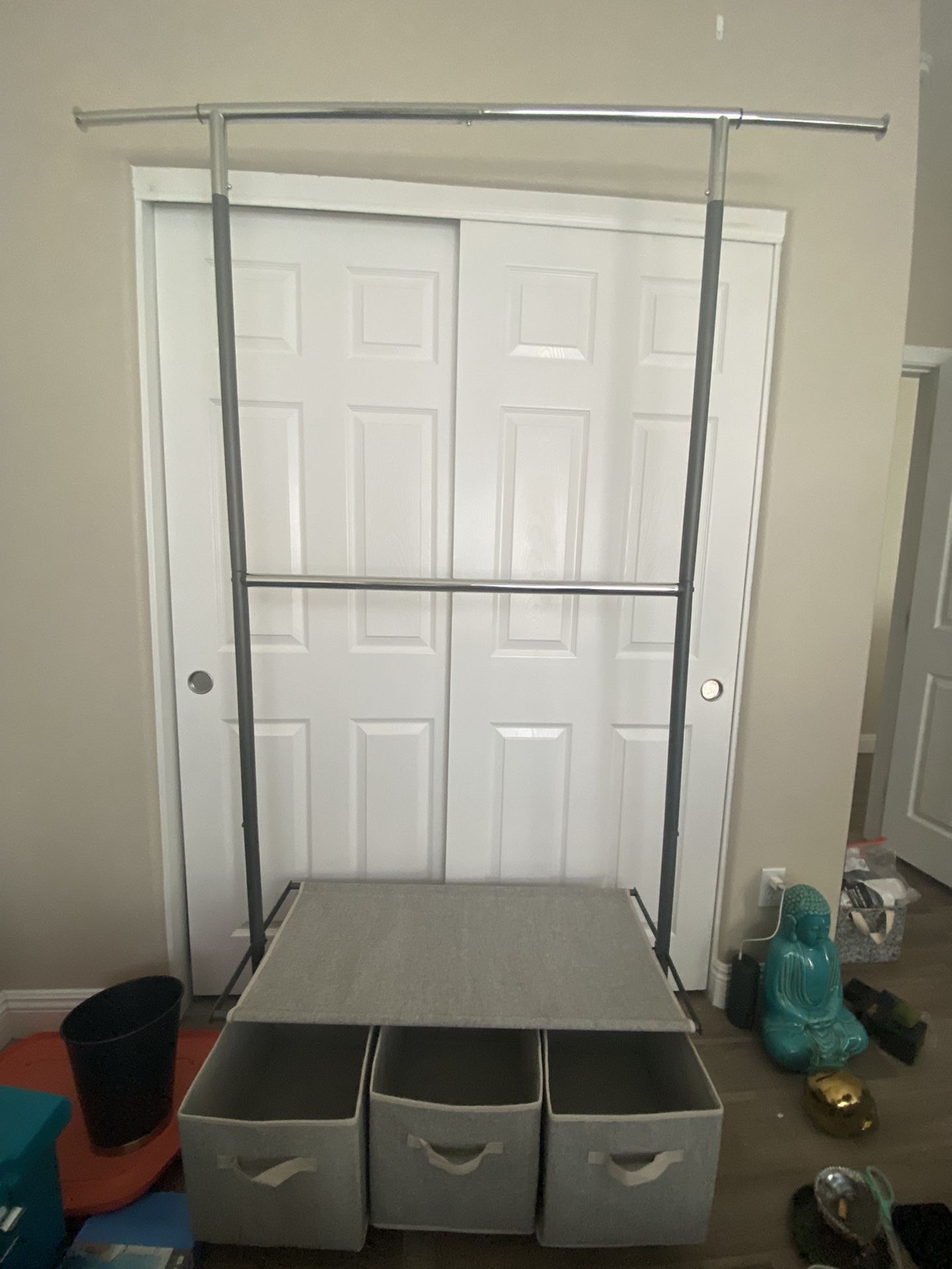 Better Homes Gardens 2 Tier Garment Rack with 3 Drawer Closet Organizer gray for Sale in Las Vegas NV OfferUp