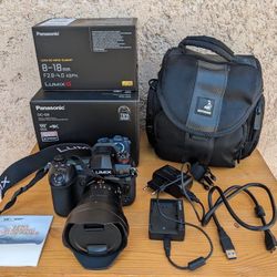 Panasonic DC-G9 camera + Leica 8-18 mm lens  Set consisting of Panasonic G9 camera body and Leica DC-Vario Elmarit 8-18 mm lens (f2.8 -4.0 ASPH).  Sol