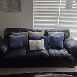 Black Leather Sofa And loveseat Set 