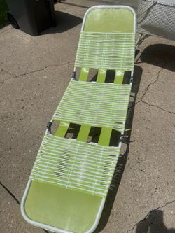 Line Green and White Folding PVC Chaise Lounge Chair