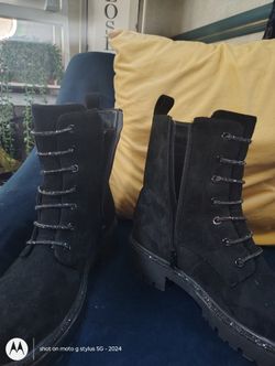 Women's Black Combat Boots Size 9