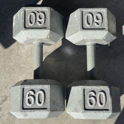 60 lbs Hex Dumbbell Weights….  Home Gym Fitness…