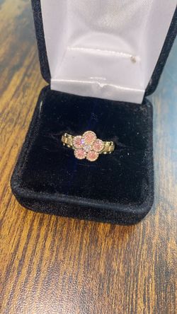 Pink Diamond Flower Style Gold Tone Ring