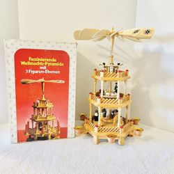 Vintage German Nativity Carousel With Original Box/ 18" Tall/3 Tiered Christmas Holiday/ 6 Candle