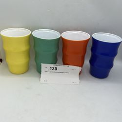VTG Set Of 4 Anchor Hocking Fire King Rainbow Fired 4 1/2” Tumblers Glasses Rare