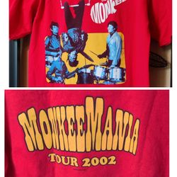 RARE OLD VINTAGE 2002 MONKEES MUSIC BAND CONCERT T-SHIRT VTG TEE Monkeys Monkies Beatles Uk E4c 