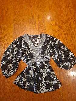 Black & White & Blk Floral blouse with Balloon Sleeves
