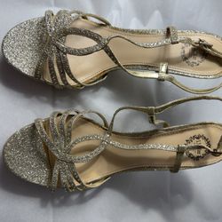 Glittery Gold Strappy Heels