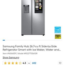 Samsung 5.2 Cubic Ft Stainless Steel Family Hub Side By Side