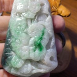 Certified Grade A- Jadeite Lotus Flower tri-color