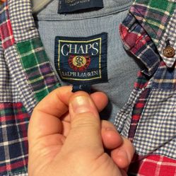 MENS LARGE CHAPS VINTAGE DRESS SHIRT 