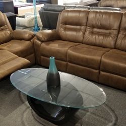 Brand New Brown Leather Reclining Sofa + Loveseat 2PCs Set