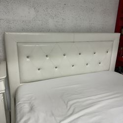 White Rhinestone Full Size Bed Frame 