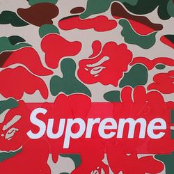 Supreme X Bape hypebeast wall Art offwhite Glass Frame Jordan 11x17