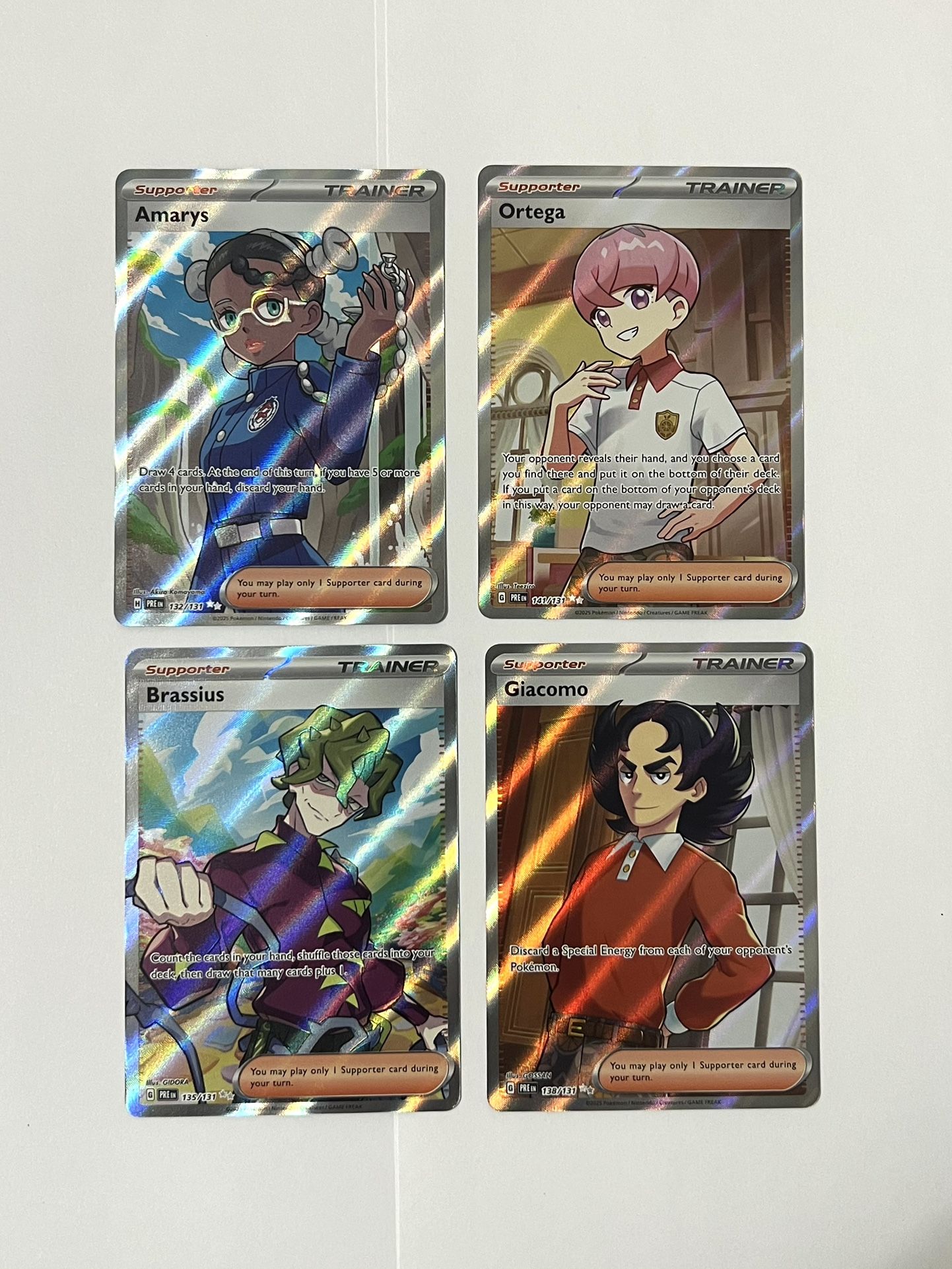 Set of 4 Full Art Ultra Rare Trainer Prismatic Evolutions Pokemon Cards M NM