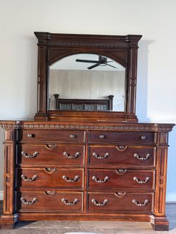 Wood Dresser With Mirror & Drawers - Move Out Sale