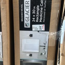 Glacier Bay 24 in. W x 30 in. H Rectangular Brushed Nickel Medicine Cabinet with Mirror