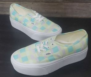 Vans Authentic Women’s Platform Pastel Plaid Summer Picnic 