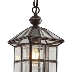 Milaii Mi Copper Outdoor Pendant Light 12.6in Exterior Hanging Porch Lights black Waterproof Outdoor Chandelier Anti-Rust for Patio Entry Hallway