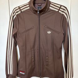 Adidas brown striped track jacket S