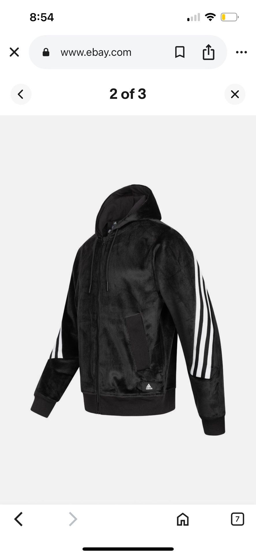 ADIDAS SPORTSWEAR FUTURE ICONS FULL-ZIP VELOUR RIBBED HOODIE JACKET H47896 XXL