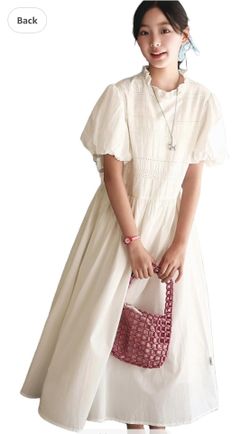 17-18 years old Girl Cotton Bubble Sleeve Dress Bohemian Hollow Short Sleeve Casual Beach Party Long Dress