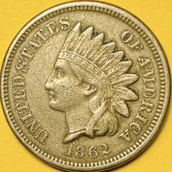 1862 U.S. INDIAN HEAD PENNY CENT 1c COIN (XF-Extra Fine)