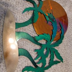 Sunset Palm Beach Clock Steel