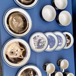 Nat'l Wildlife "WOLF" ~ Blue Band ~ Set of 4 Designs