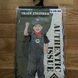 New in package* Fun World Train Conductor Engineer 3pc Toddler Halloween Costume 24MO-2T
