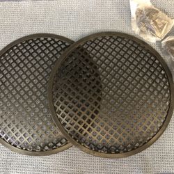 New Pair Of 10” Inch Metal Subwoofer Speaker Grilles W/Clips & 