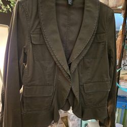 Ladies Medium DNKY  Army Green Jacket With Flattering Fit