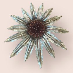 Golden Sunflower Brooch Pin