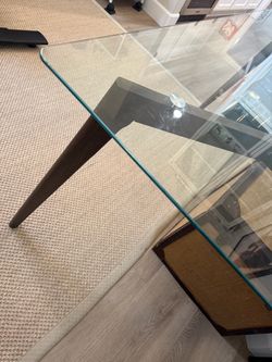 Glass Top table with Wood Legs