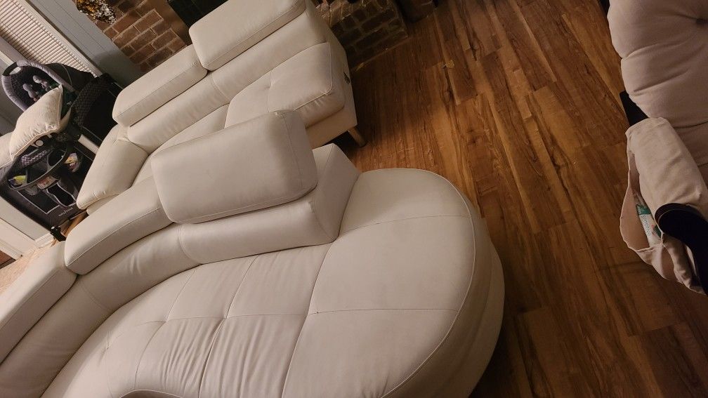 White Leather Modern Sectional Sofa