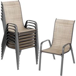 Stackable Patio Chairs Set of 8, Outdoor Dining Chairs with Breathable Textilene