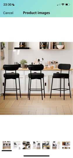 28 '' Bar Stools Set of 3, for Kitchen Island. Black