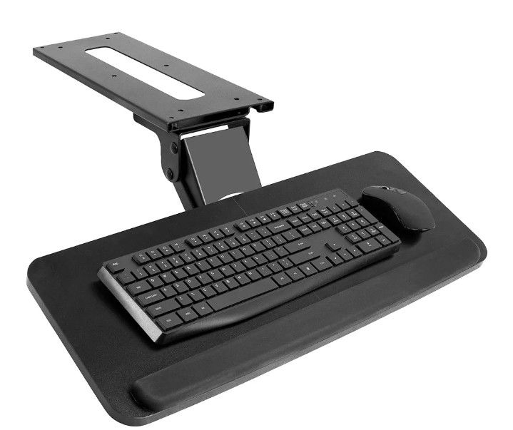 VIVO Adjustable Computer Keyboard & Mouse Platform Tray Ergonomic Under Table Desk Mount Drawer Underdesk Shelf (MOUNT-KB03B)