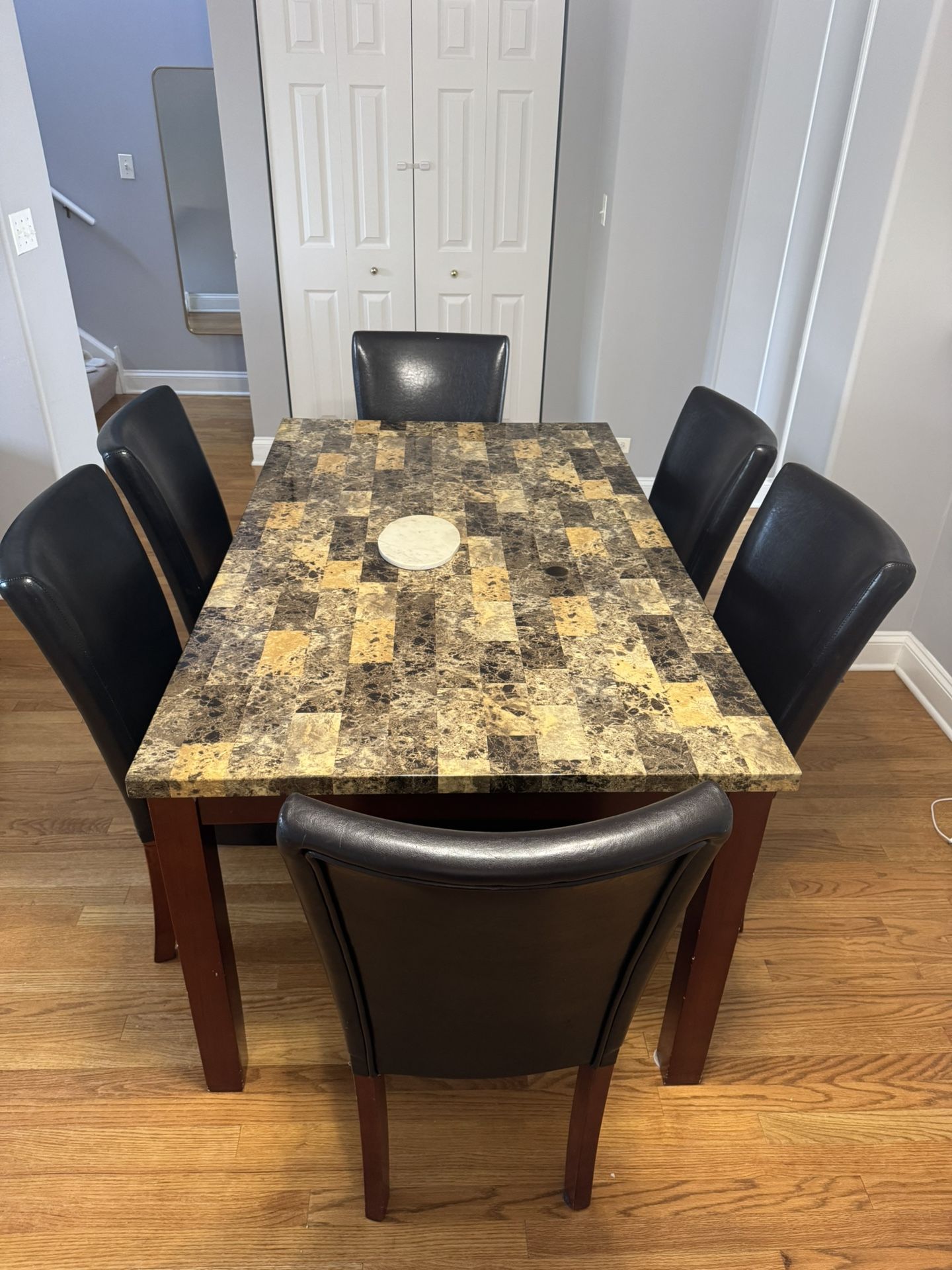 6-Piece Dining Set – Faux Marble Table + 6 Chairs | DIY Friendly