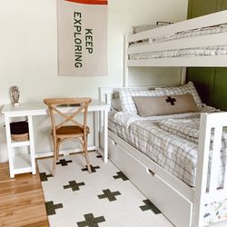 Twin over Full Bunk Bed with Ladder on End and Trundle, Does Not Include mattresses 