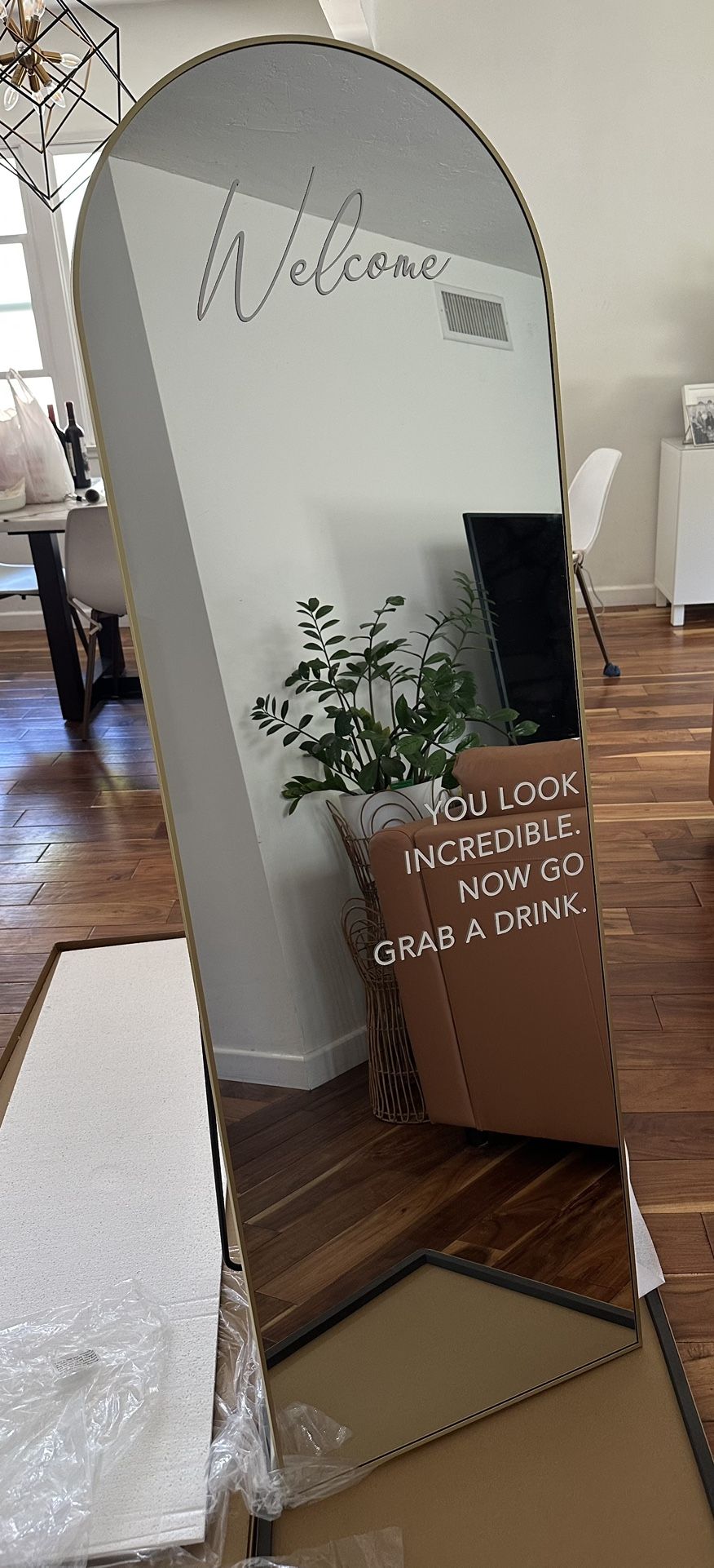 Gold mirror Welcome Wedding Sign 