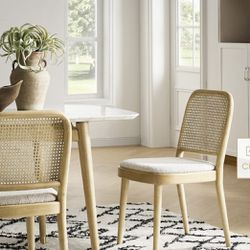 Castlery Edith Cane Chair, White Wash ( 1 Set of 2 Chairs