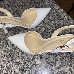 Jessica Simpson White Heel Shoe