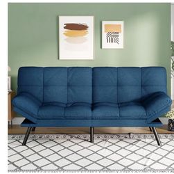 Opoiar Convertible Futon Sofa Bed, 71" Memory Foam Futon Couch, Detachable Cushion, Adjustable Backrest & Armrest, Linen Modern Loveseat Sleeper Recli