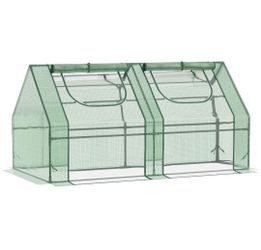 Portable Greenhouse~NEW~6'x3'x3'~Garden Hot House w Two PE/PVC Covers~2 Roll Up Windows, Green