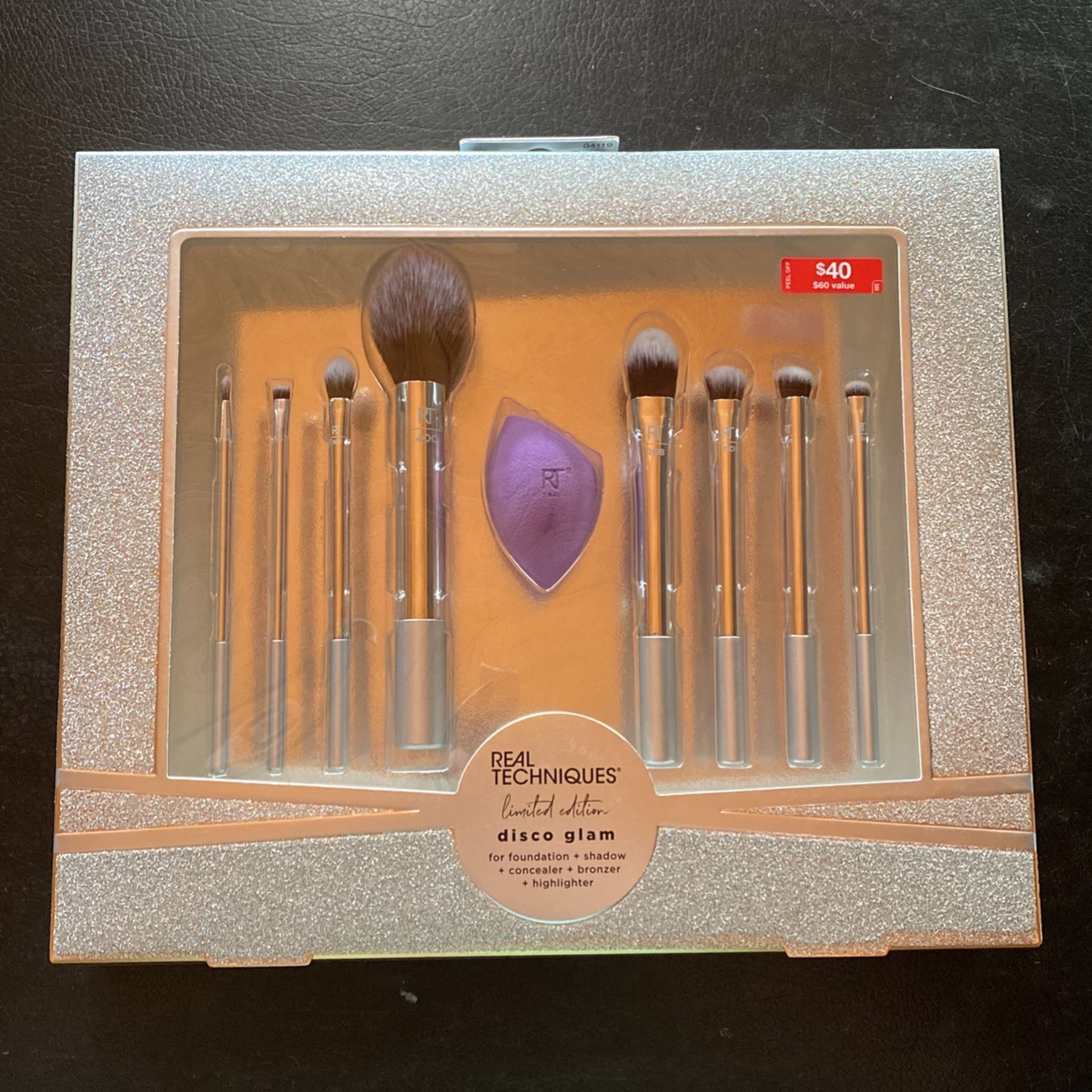 Real Techniques Disco Glam Limited Edition Makeup Brush 9 Piece Brush Set NEW 