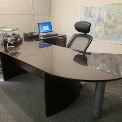 109.5" Adjustable L Shaped Executive Office Desk File Cabinet Sit & Stand Desks